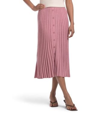 TJ Maxx Pleated Button Up Midi Skirt For Cotton/Cashmere - Pink