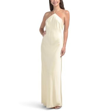 TJ Maxx High Neck Satin Gown For Spandex/Polyester - White