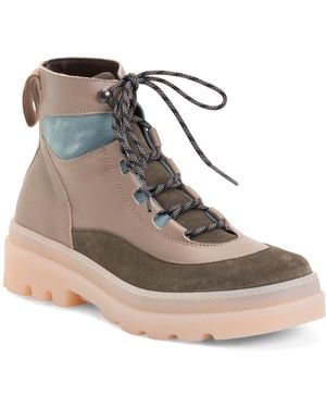 TJ Maxx Leather Balch Lace Up Boots For Leather/Suede - White