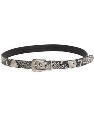 TJ Maxx Leather 25Mm Snake Print Belt With Metal Keeper For - Gray