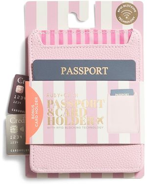 TJ Maxx Rfid Blocking Sleeve Passport And Card Holder, Leather - Pink