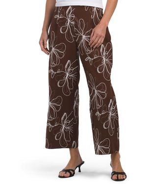 TJ Maxx Linen Blend Pants With Embroidery Details For Linen/Viscose - Brown