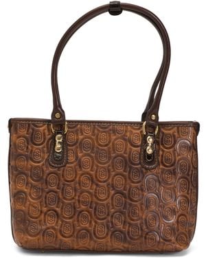 TJ Maxx Leather Croco Tote, Leather - Brown