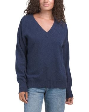 TJ Maxx Cashmere Gemma V-Neck Sweater - Blue
