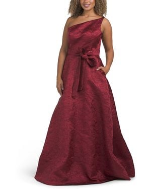 TJ Maxx One Shoulder Brochade Gown With Belt For Polyester - Red
