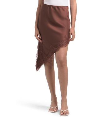 TJ Maxx Lace Trim Asymmetrical Hem Skirt For Nylon/Spandex/Polyester - Brown