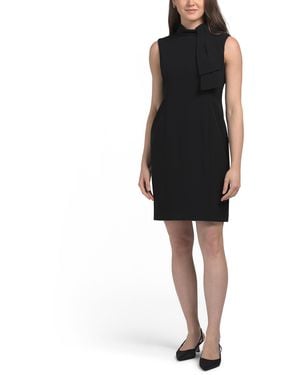 TJ Maxx Petite Tie Neck Crepe Mini Dress For Polyester - Black