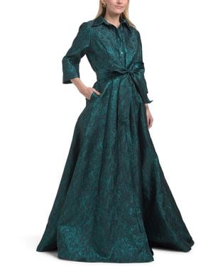 TJ Maxx Long Sleeve Jacquard Shirt Gown For Polyester - Green