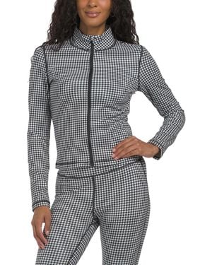 TJ Maxx Houndstooth Cozy Butter Soft Full Zip Jacket, Spandex/Polyester - Gray