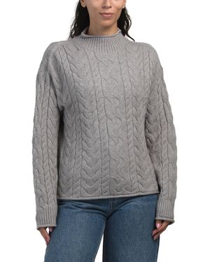 TJ Maxx Cable Knit Roll Neck Sweater, Nylon/Polyester/Viscose - Gray