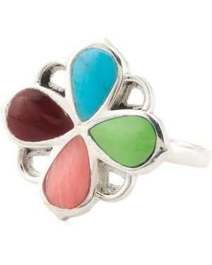 TJ Maxx Sterling Stone Clover Ring - Blue