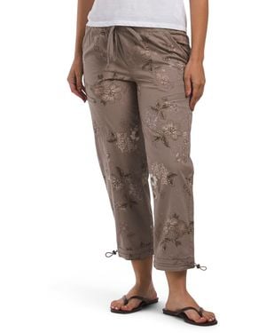 TJ Maxx Poplin Pull On Drawstring Pants With Toggle Hem For Spandex/Cotton - Natural