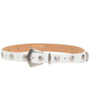 TJ Maxx Leather Big Nickel Stud End Belt - White