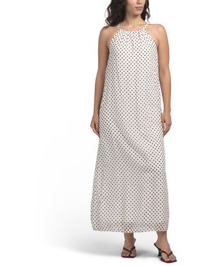 TJ Maxx Silk Blend Halter Polka Dot Dress For Cotton/Viscose - Gray