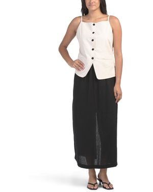 TJ Maxx Linen Blend Button Front Vest Dress For Linen/Viscose - Black