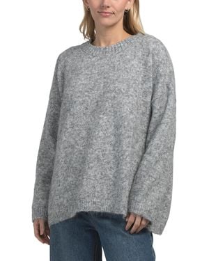 TJ Maxx Crew Neck Oversized Sweater, Nylon/Polyester/Wool - Gray