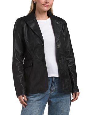 TJ Maxx Leather Fenna Blazer, Nylon/Polyester/Leather - Black