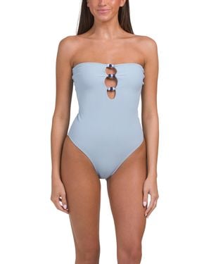 TJ Maxx Beaded Strapless One-Piece Swimsuit For Nylon/Polyester - Blue