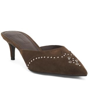 TJ Maxx Suede Missy Western Heeled Mules For - Brown