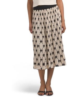 TJ Maxx Bow Print Crepe Midi Skirt For Polyester - Natural
