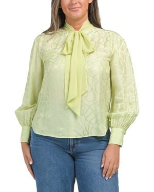 TJ Maxx Maggie Blouse With Tie For Polyester/Viscose - Green