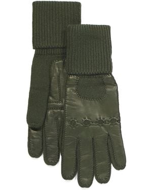 TJ Maxx Merino Wool Gloves With Leather Details For Leather/Merino Wool - Green