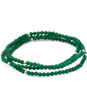 TJ Maxx 14Kt Emerald Beads Stretch Bracelet Set - Green
