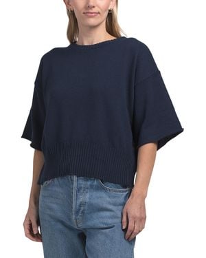 TJ Maxx Cotton Blend High Ribbed Sweater, Cotton/Polyester - Blue