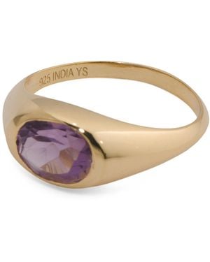 TJ Maxx 14Kt Plated Amethyst Bezel Ring, Amethyst - Pink