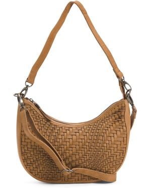 TJ Maxx Leather Small Weave Shoulder Bag For - Brown
