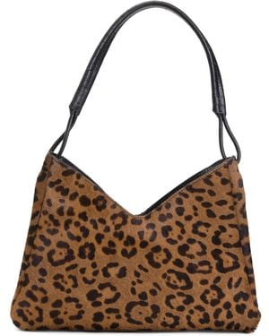 TJ Maxx Leather Double Gusset Shoulder Bag With Wrapped Handle For Leather - Brown