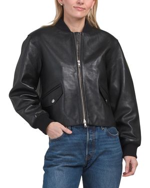 TJ Maxx Lambskin Zip Front Jacket, Cotton/Polyester - Black
