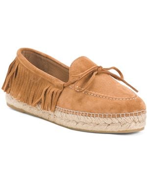 TJ Maxx Suede Fringed Espadrille Boat Shoes For Leather/Suede - Brown