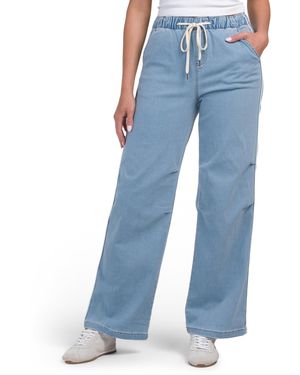TJ Maxx Sporty Wide Leg Jeans With Contrast Piping For Spandex/Cotton/Polyester - Blue