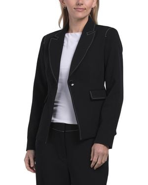 TJ Maxx Petite Blazer With Outline Stitching Detail For Polyester - Black