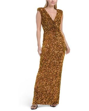 TJ Maxx Alondra Sleeveless Sequin Gown For Spandex/Polyester - Natural