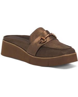 TJ Maxx Leather Elect Platform Mules For - Brown