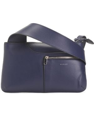 TJ Maxx Leather Pockets Small Zip Top Crossbody - Blue
