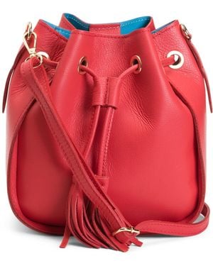 TJ Maxx Leather Double Tassel Bucket Bag For - Red