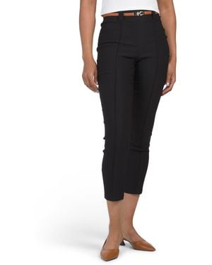 TJ Maxx Belted Classic Ankle Pants For Nylon/Spandex/Leather - Black