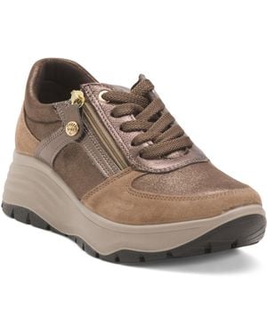 TJ Maxx Suede Sneakers With Lateral Zip For - Brown