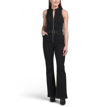 TJ Maxx Zip Up Flare Jumpsuit For Spandex/Cotton/Polyester - Black