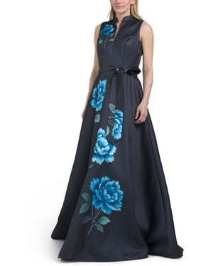 TJ Maxx Sleeveless Floral Mikado Gown For Polyester - Blue