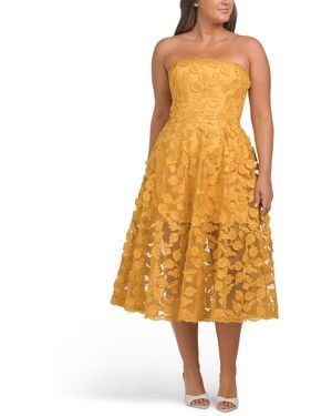 TJ Maxx Strapless 3D Embellished Dress For Nylon/Spandex/Polyester - Yellow