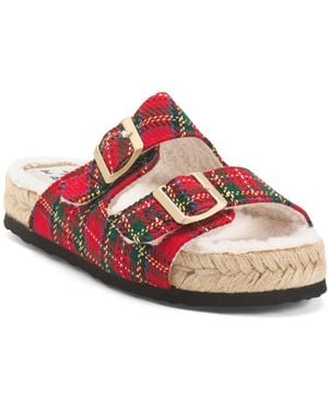 TJ Maxx Tartan Faux Fur Sandals For - Pink