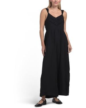 TJ Maxx Ruched Lace Wide Leg Jumpsuit For Cotton/Viscose - Black