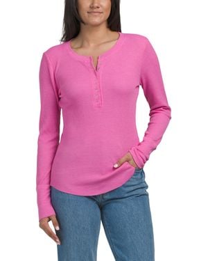 TJ Maxx Regan Henley T-Shirt For Cotton/Polyester/Rayon - Pink