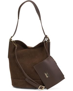TJ Maxx Suede Bucket Bag For Leather/Suede - Brown