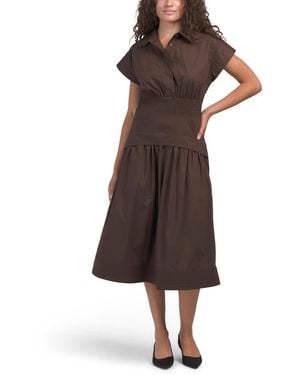 TJ Maxx Midi Dress With Collar For Cotton - Brown