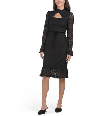 TJ Maxx Long Sleeve Lace Dress For Nylon/Cotton/Polyester - Black